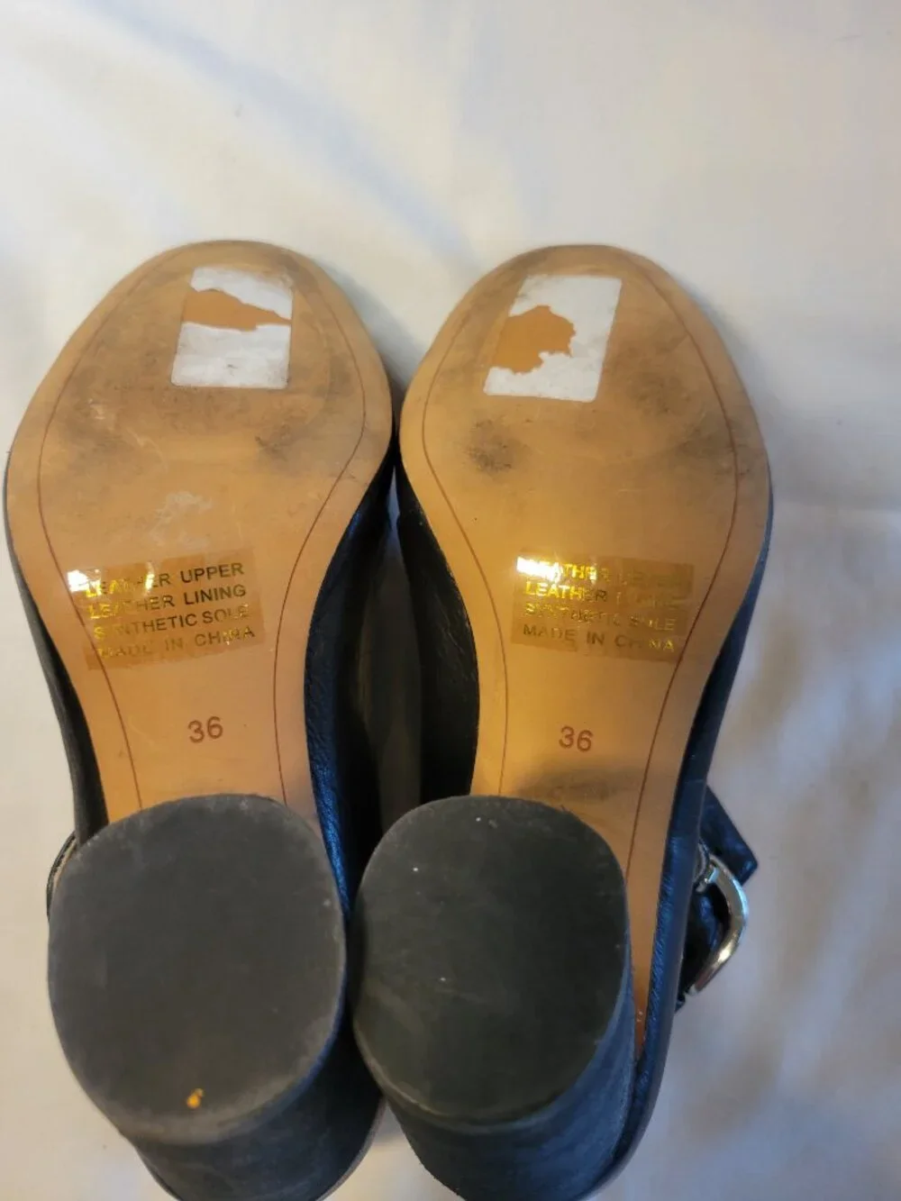 Silent D Anthropologie Black Leather Double Buckle Mary Jane Heels EU 36 US 6